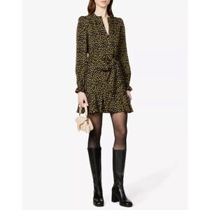 ME+EM Black and Yellow Long Sleeve Dress